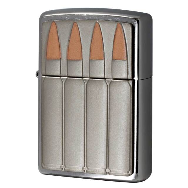 Zippo ジッポー 弾丸 銃弾 Bullets Emblem エンブレム貼り ブラッシュドクローム 29821 メール便可