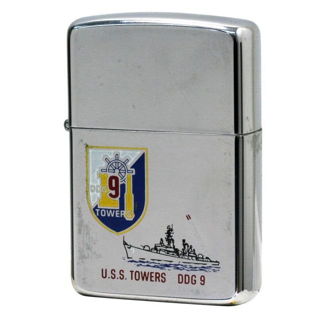 絶版/ヴィンテージ Zippo ジッポー 中古 1986年製造 USS Towers DDG9 アメリカ海軍 駆逐艦  [B]使用感ありやや傷汚れあり