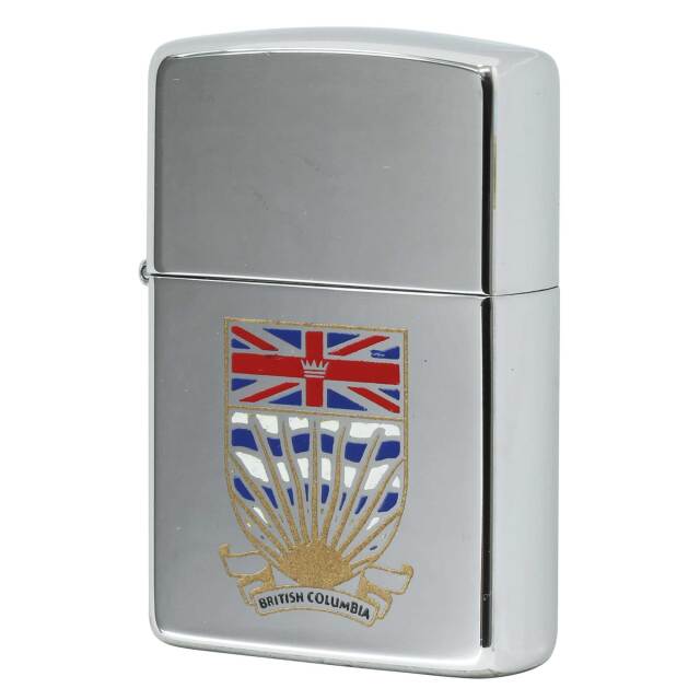 絶版/ヴィンテージ Zippo ジッポー 中古 1995年製造 カナダ製造 州の紋章シリーズ BRITISH COLUMBIA ブリティッシュコロンビア州 鏡面 レギュラー  [N]未使用・新品