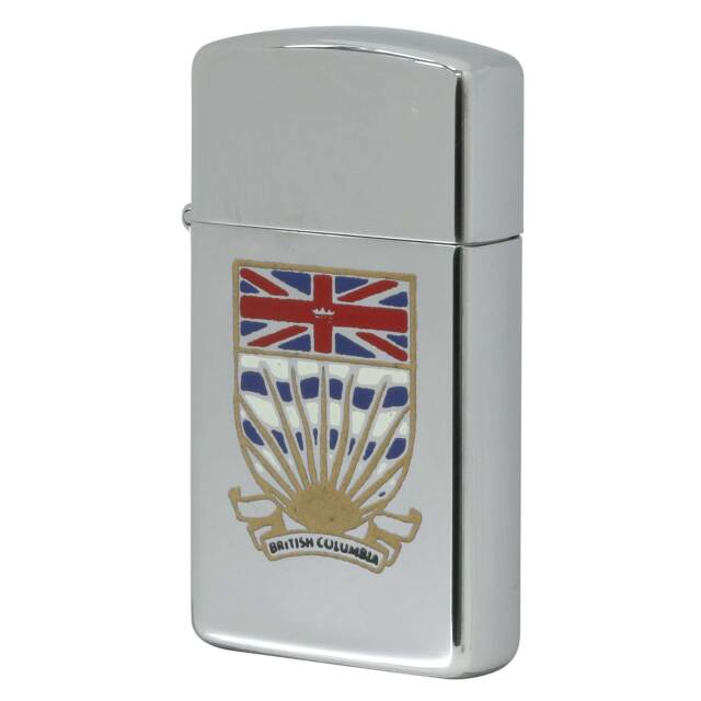 絶版/ヴィンテージ Zippo ジッポー 中古 1992年製造 カナダ製造 州の紋章シリーズ BRITISH COLUMBIA ブリティッシュコロンビア州 鏡面 スリム  [N]未使用・新品