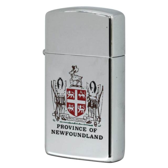 絶版/ヴィンテージ Zippo ジッポー 中古 1991年製造 カナダ製造 州の紋章シリーズ Newfoundland and Labrador ニューファンドランド・ラブラドール州 鏡面 スリム  [N]未使用・新品