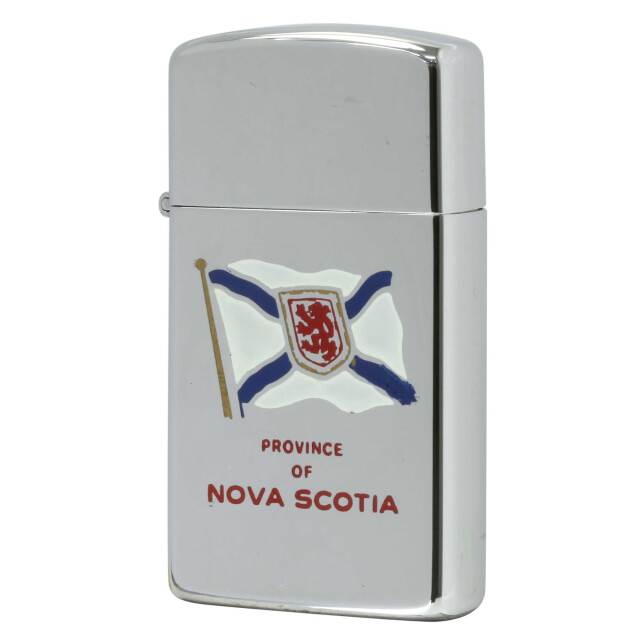 絶版/ヴィンテージ Zippo ジッポー 中古 1992年製造 カナダ製造 州の紋章シリーズ FLAG NOVA SCOTIA ノバ・スコシア州 鏡面 スリム  [N]未使用・新品