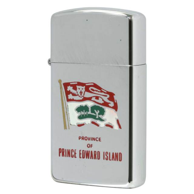 絶版/ヴィンテージ Zippo ジッポー 中古 1990年製造 カナダ製造 州の紋章シリーズ FLAG PRINCE EDWARD ISLAND プリンスエドワードアイランド州 鏡面 スリム  [N]未使用・新品