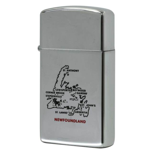 絶版/ヴィンテージ Zippo ジッポー 中古 1997年製造 カナダ製造 地図 Newfoundland ニューファンドランド島 鏡面 スリム  [N]未使用・新品