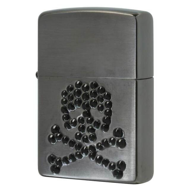 絶版/ヴィンテージ Zippo ジッポー 中古 2006年製造 SUKLL スカル ブラック ラインストーン  [N]未使用・新品