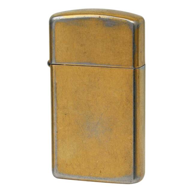 絶版/ヴィンテージ Zippo ジッポー 中古 1981年製造 金メッキ スリム  [D]傷汚れがあり使用に難あり