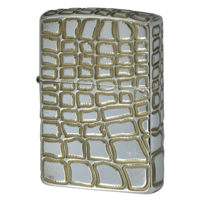 絶版/ヴィンテージ Zippo ジッポー 中古 1995年製造 Sterling Silver スターリングシルバー 純銀 クロコダイル柄  [A]使用感少なく状態が良い