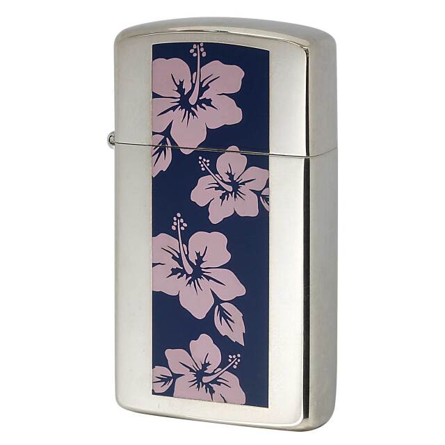 絶版/ヴィンテージ Zippo ジッポー 中古 1998年製造 スリム ハイビスカス プリント  [N]未使用・新品