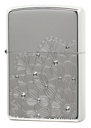 Zippo ジッポー Shiny Lace Circle 銀ミラー メール便可