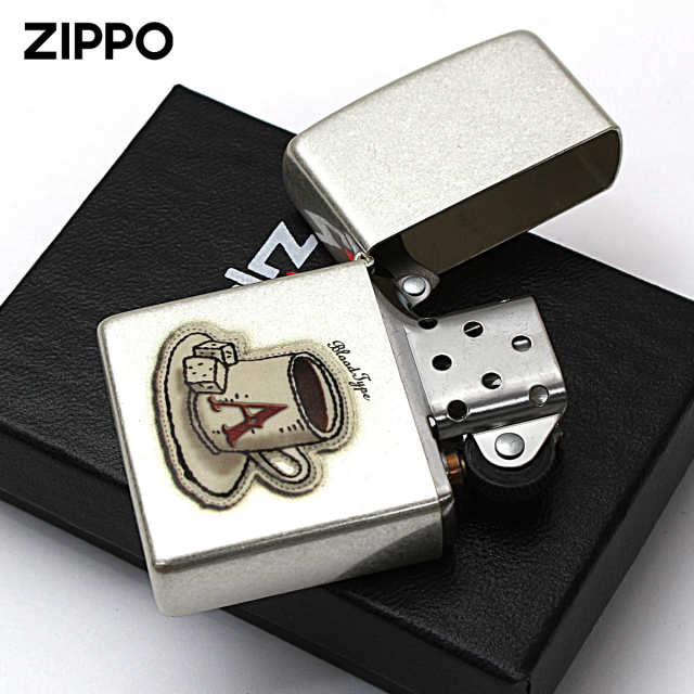 Zippo ジッポー 血液型 コーヒーカップ 銀メッキ バレル加工 A型