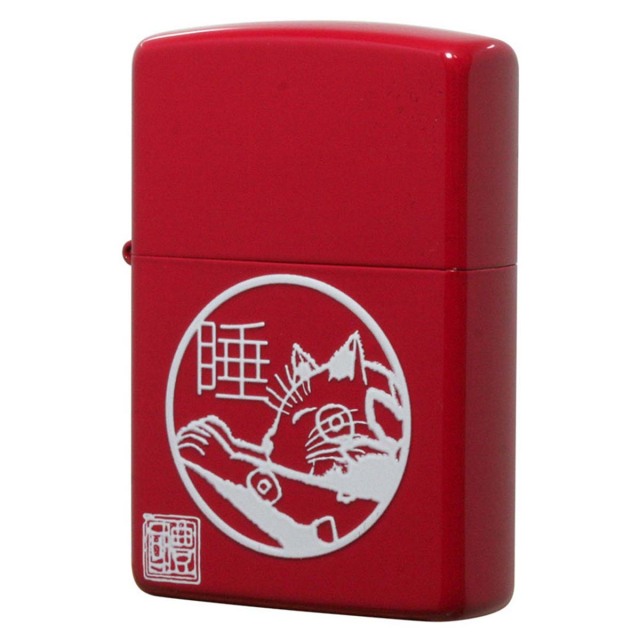 Zippo ジッポー 墨絵 画家 作家 本多豊國 睡りねこレッド 塗装 70241