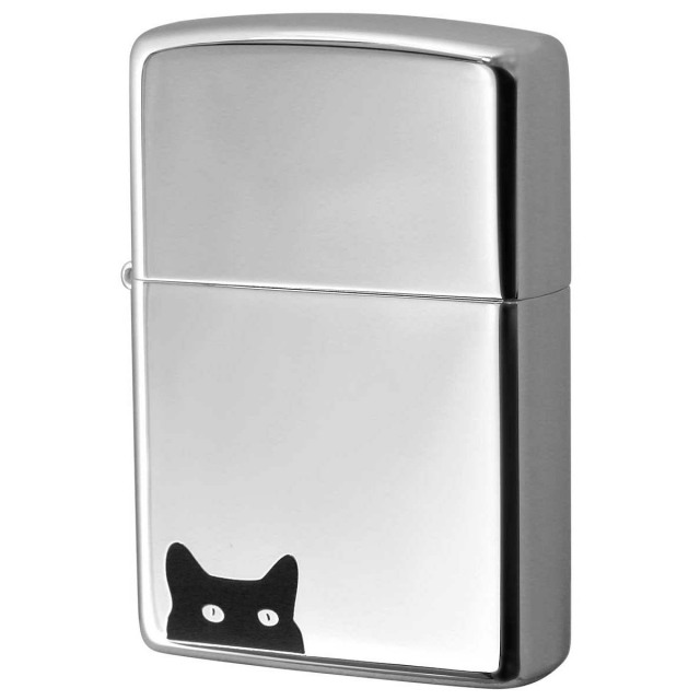 Zippo ジッポー ネコ 猫 Cat's eye キャットアイ 鏡面 ポリッシュ 銀メッキ 80044 メール便可