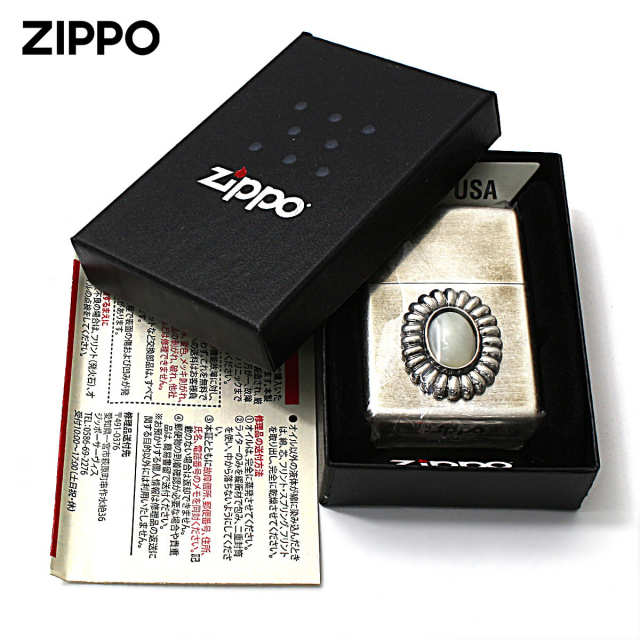 Zippo ジッポー 天然石 パワーストーン マザーオブパール 銀