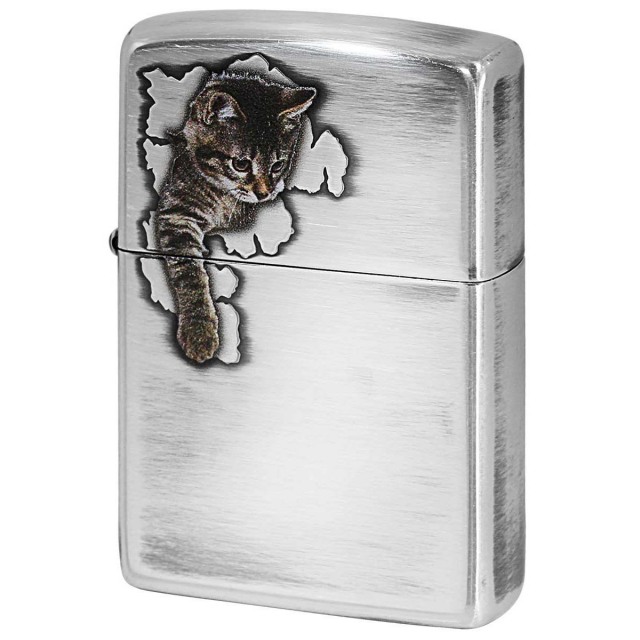 Zippo ジッポー ネコ 猫 Cat Pau キャットポー 2 銀メッキいぶし 80045 メール便可