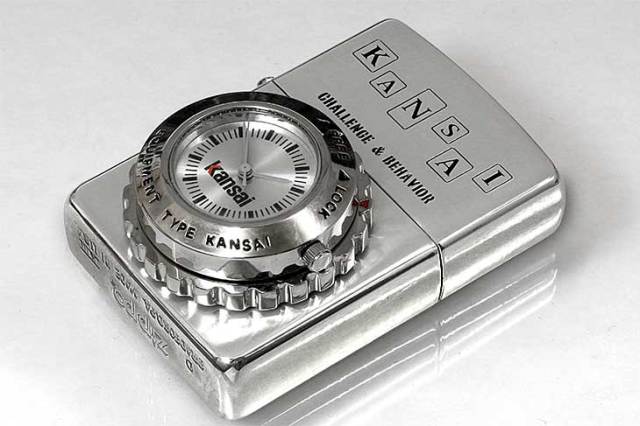 Zippo ジッポー 絶版・1997年製造 KANSAI 山本寛斎 時計付き CHALLENGE 