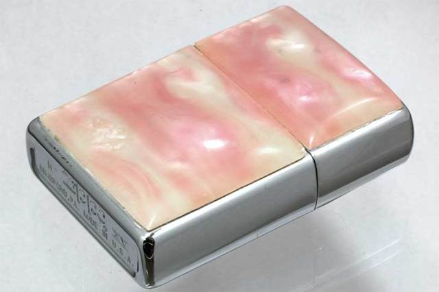 Zippo ジッポー 絶版・1999年製造 両面エポ盛り 天然貝柄 ピンク