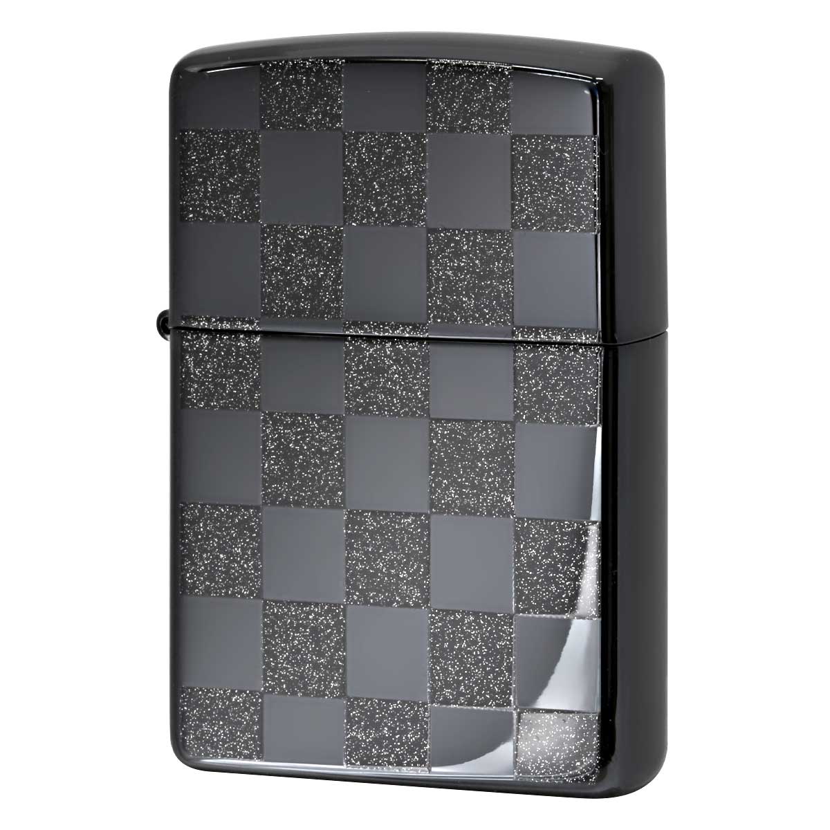 Zippo ジッポー チェック ラメ 幾何学模様 両面加工 ブラック ジオメトリック GEOMETRIC CHECK 25CK-BK メール便可