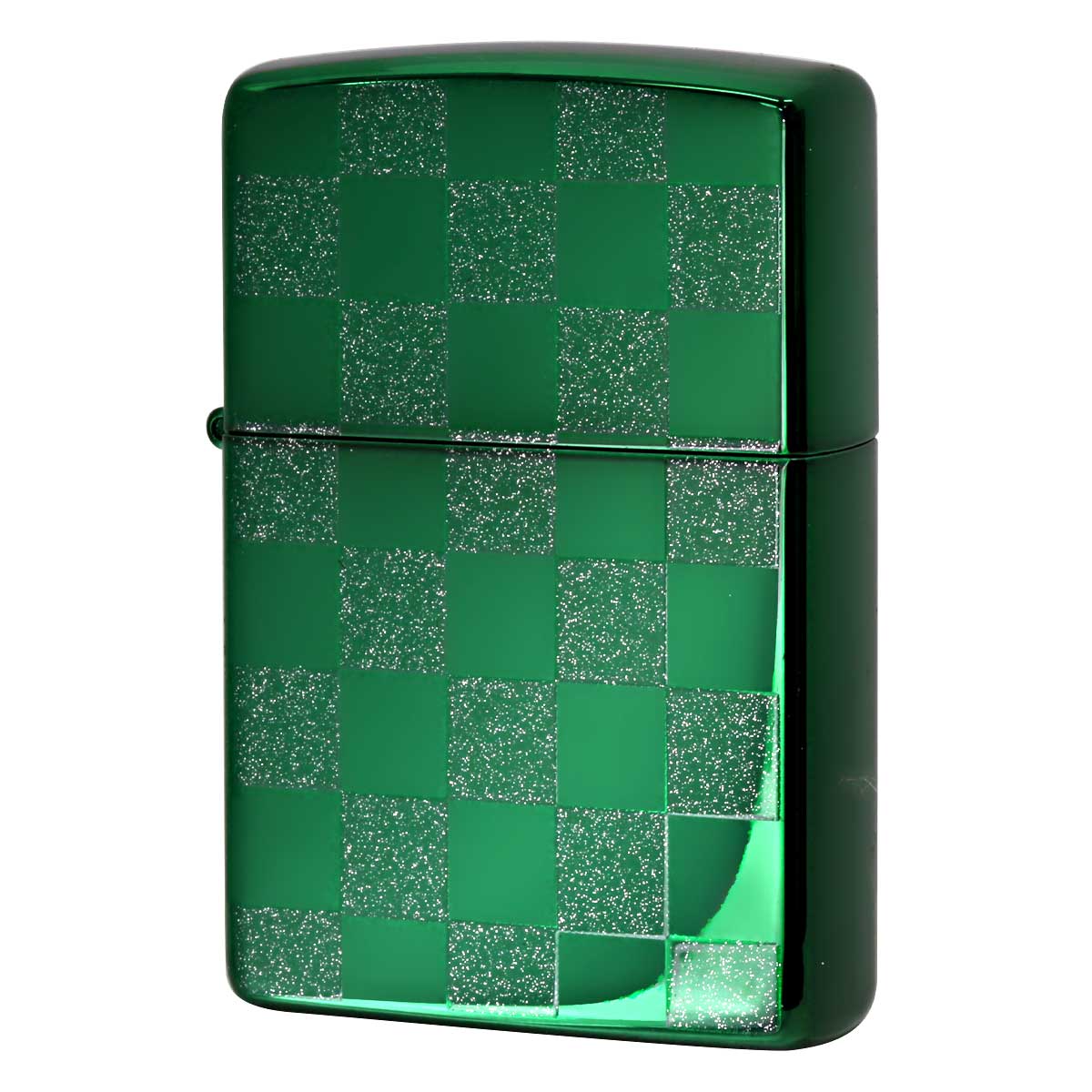 Zippo ジッポー チェック ラメ 幾何学模様 両面加工 グリーン ジオメトリック GEOMETRIC CHECK 25CK-GR メール便可