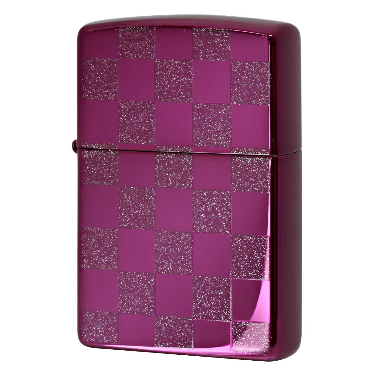 Zippo ジッポー チェック ラメ 幾何学模様 両面加工 バイオレット ジオメトリック GEOMETRIC CHECK 25CK-VT メール便可