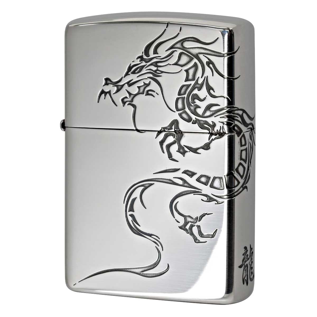 Zippo ジッポー 龍 ドラゴン 2面連続加工 銀メッキ いぶし仕上げ Tiger & Dragon 2SI-DR2