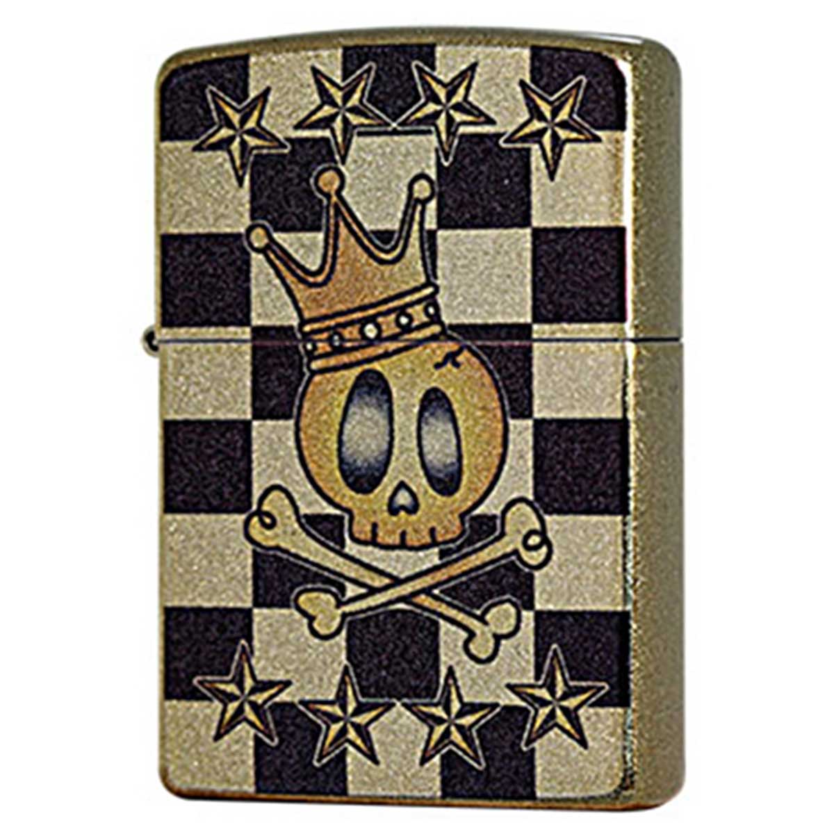 Zippo ジッポー FUNNY SKULL ファニースカル チェック柄 ラメ 2ASPG-CKSKL メール便可