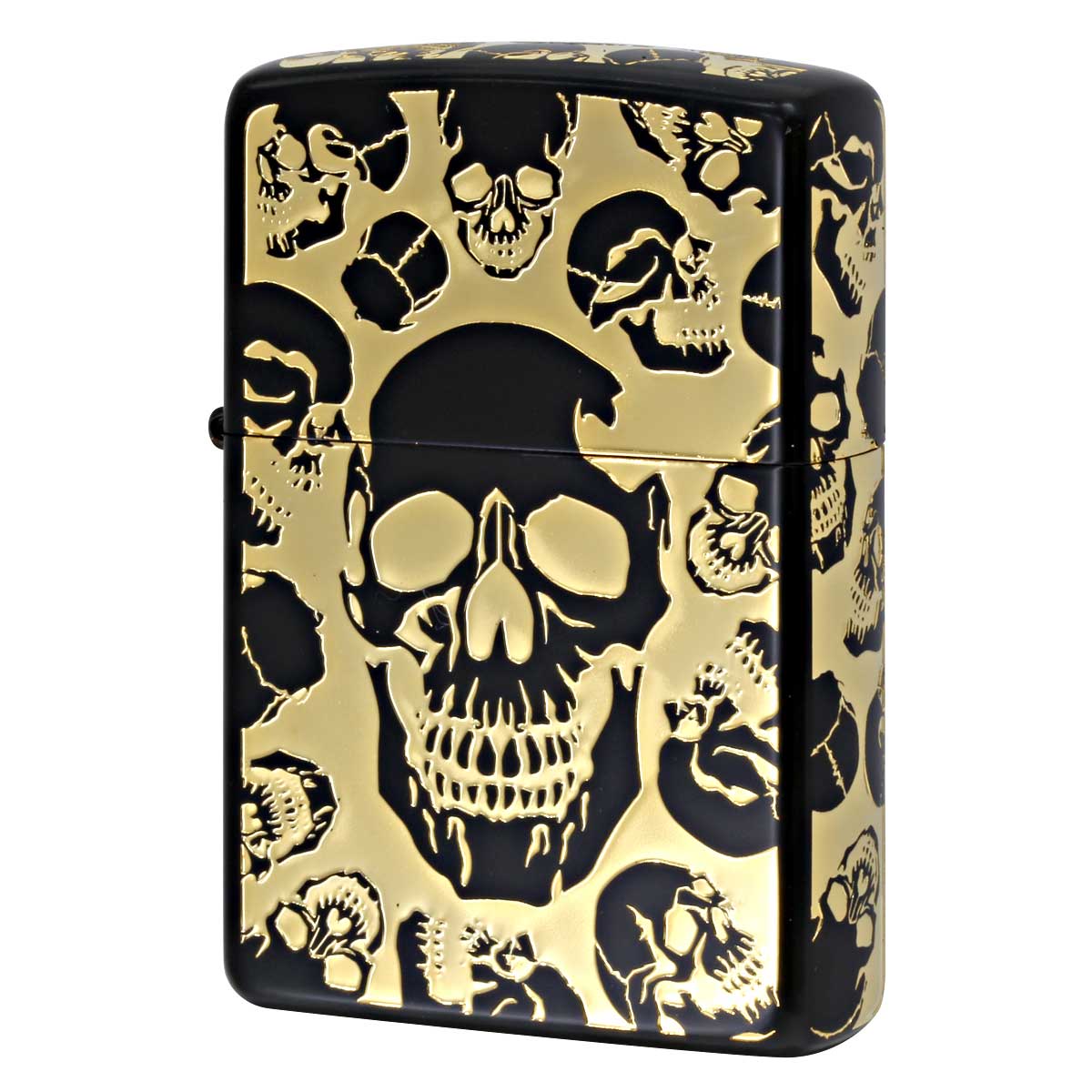 Zippo ジッポー スカル 骸骨 モッシュ スカル 5面加工 ブラックマット 金サシ MOSH SKULL 2BKG-5SKL メール便可