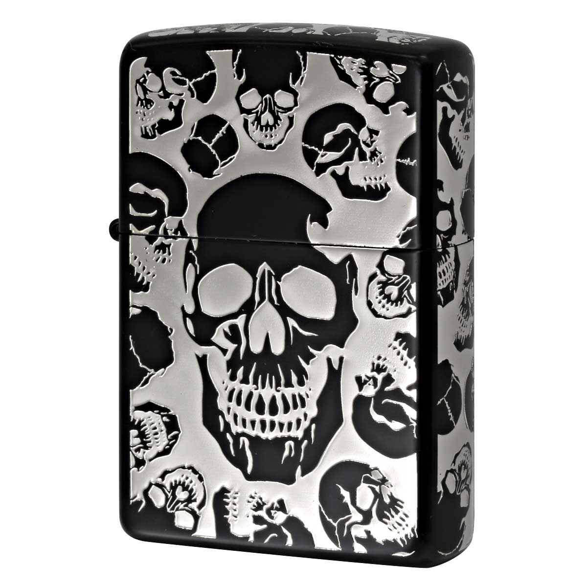 Zippo ジッポー スカル 骸骨 モッシュ スカル 5面加工 ブラックマット 銀サシ MOSH SKULL 2BKS-5SKL メール便可