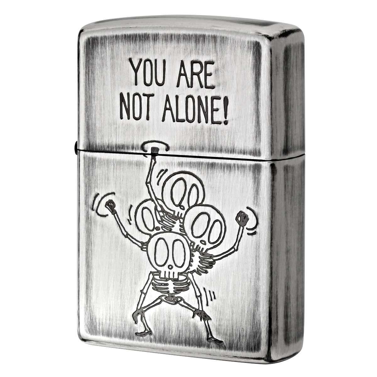Zippo ジッポー スカル 骸骨 ユーズド仕上げ FUNNY SKULL You are not alone. 君はひとりじゃない 2UDS-ALONE メール便可
