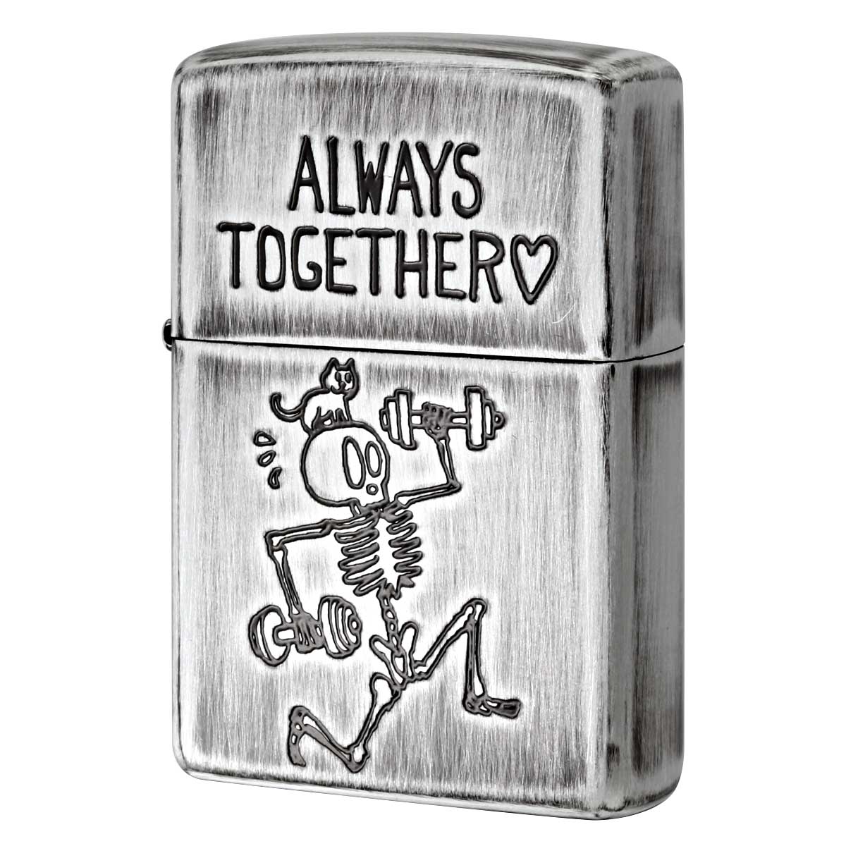 Zippo ジッポー スカル ドクロ 骸骨 ユーズド仕上げ FUNNY SKULL USED FINISH ALWAYS TOGETHER いつも一緒 2UDS-ALWAYS メール便可