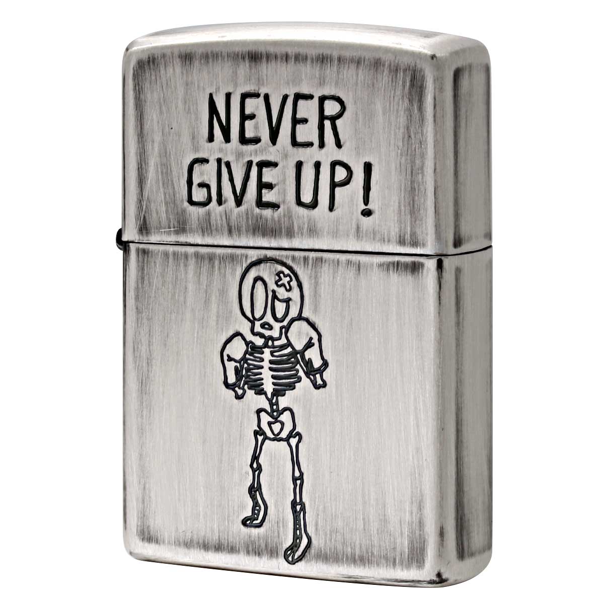 Zippo ジッポー スカル ドクロ 骸骨 ユーズド仕上げ FUNNY SKULL USED FINISH NEVER GIVE UP 決して諦めない 2UDS-GIVEUP メール便可
