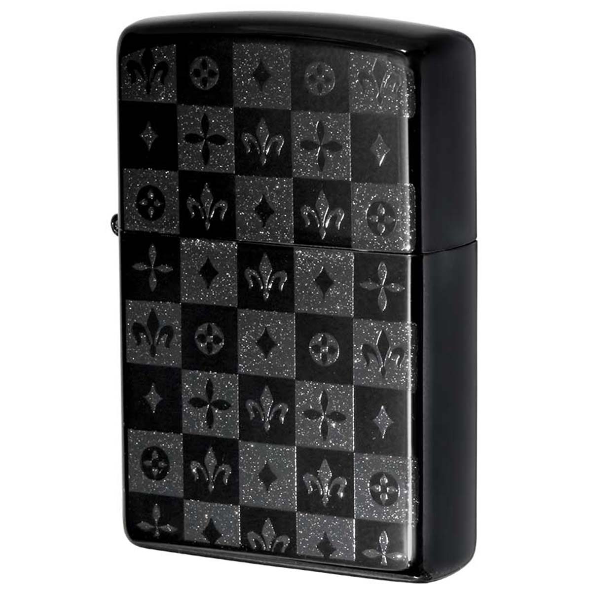 Zippo ジッポー モノグラム柄 ユリの紋章 ブラック ラメ MONOGRAM 25YURI-BK メール便可