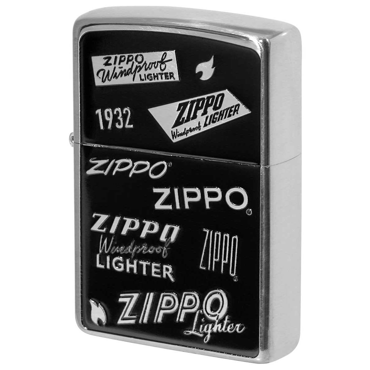 Zippo ジッポー 歴代 ジッポー ロゴ 両面加工 銀メッキいぶし ZIPPO LOGO  2SIBK-ZLOGO メール便可