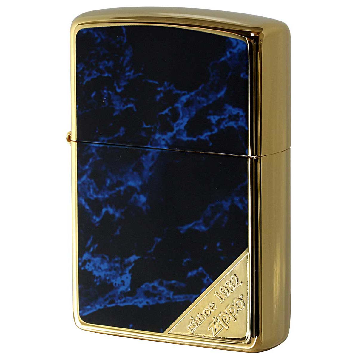 Zippo ジッポー ブルー マーブル 大理石調 両面加工 金メッキ Marvel 2G-BLMZL