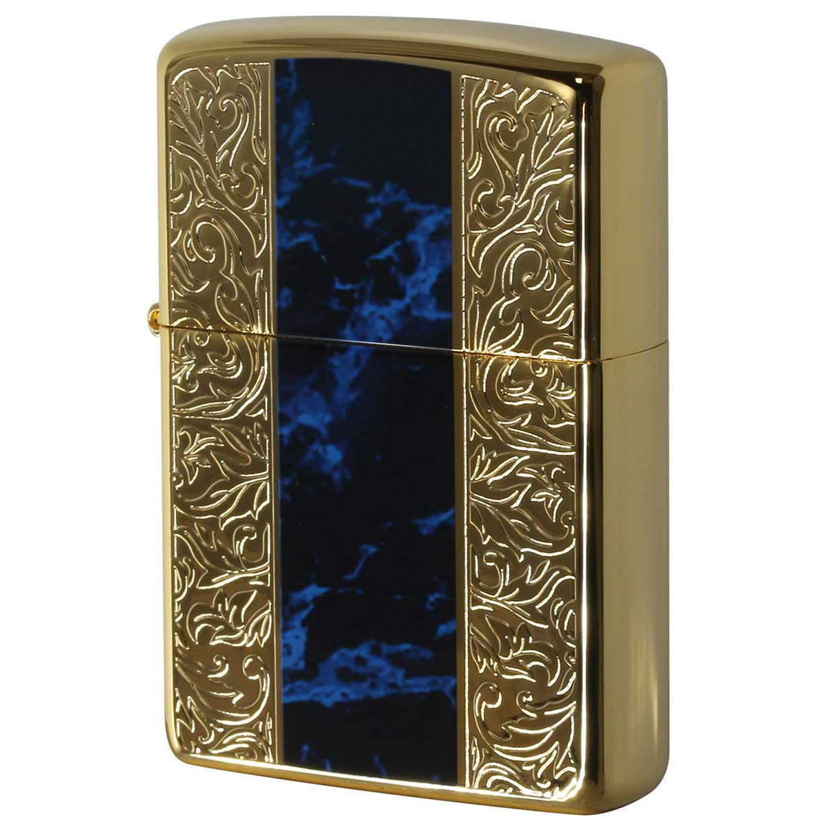 Zippo ジッポー ブルー マーブル 大理石調 両面加工 金メッキ Marvel 2G-BLMT