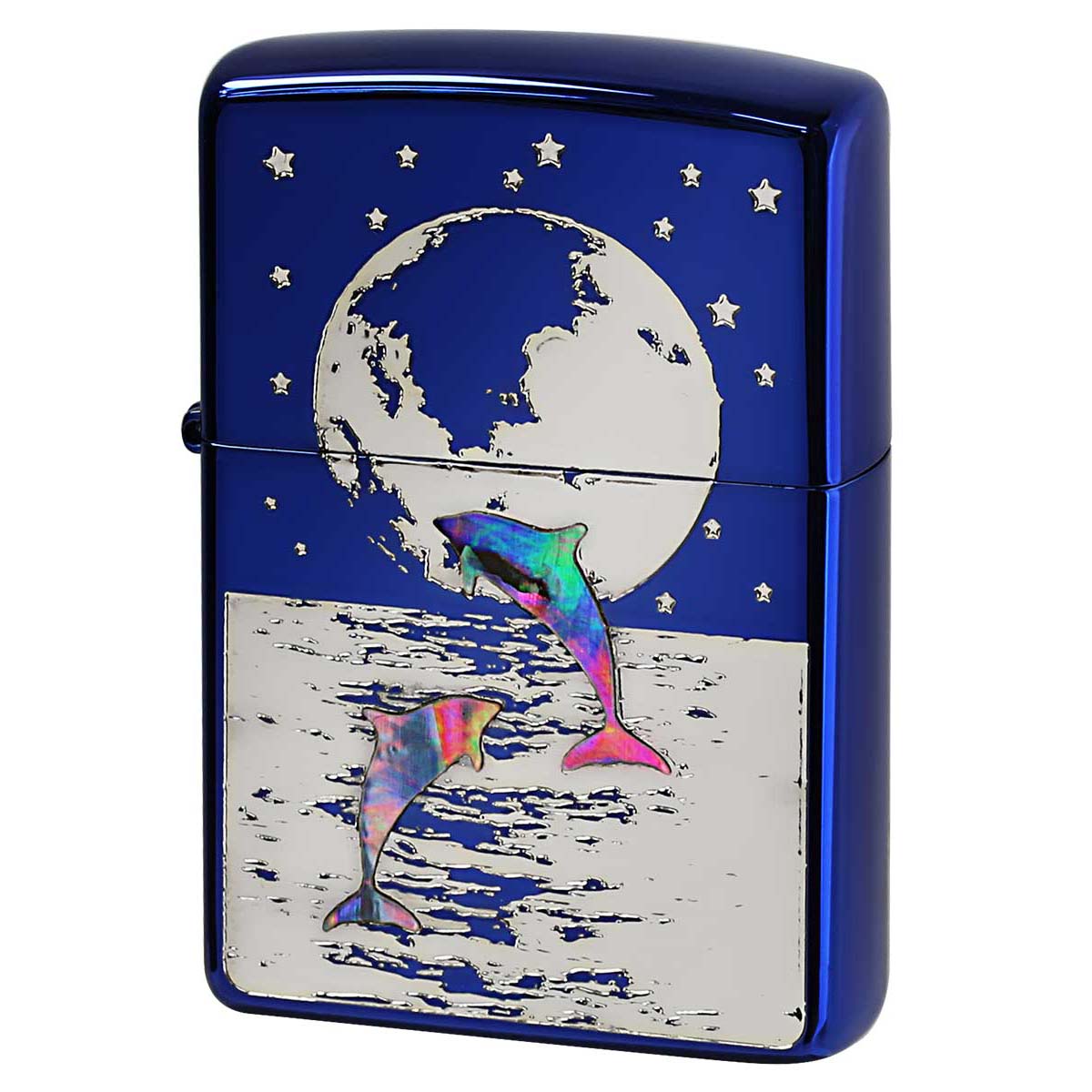 Zippo ジッポー イルカ ドルフィン シェル 貝 インレイ 象嵌 DOLPHIN PLANET ドルフィン プラネット 2BLS-DOLPHIN1