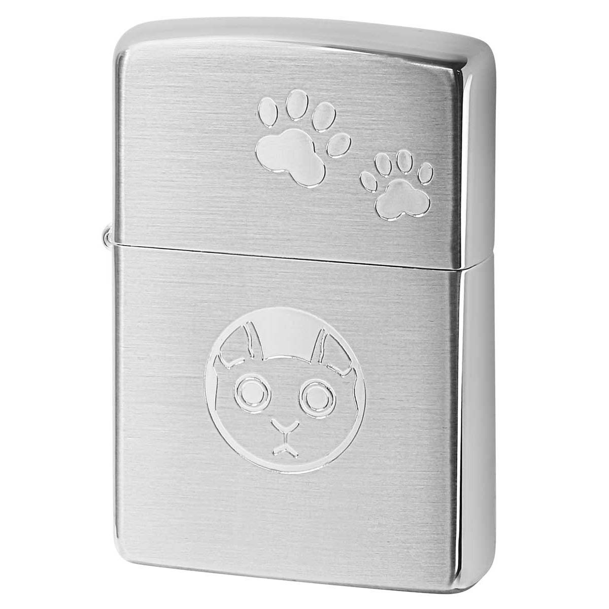 Zippo ジッポー ネコ 猫 Cat 足跡 愛くるしい 銀メッキ サテーナ Charming Gesture 2SS-CATHIDE1 メール便可