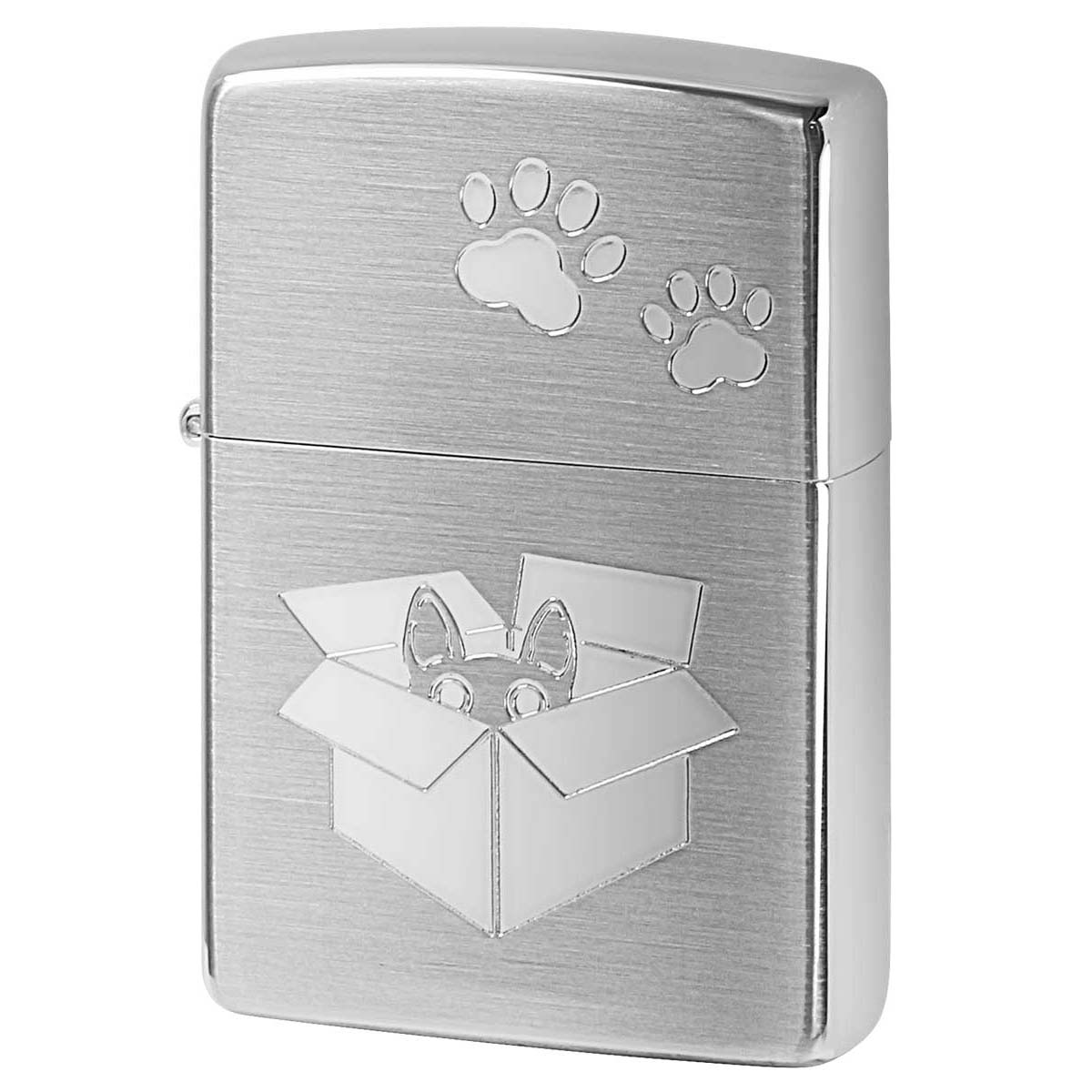 Zippo ジッポー ネコ 猫 Cat 足跡 愛くるしい 銀メッキ サテーナ Charming Gesture 2SS-CATHIDE2 メール便可