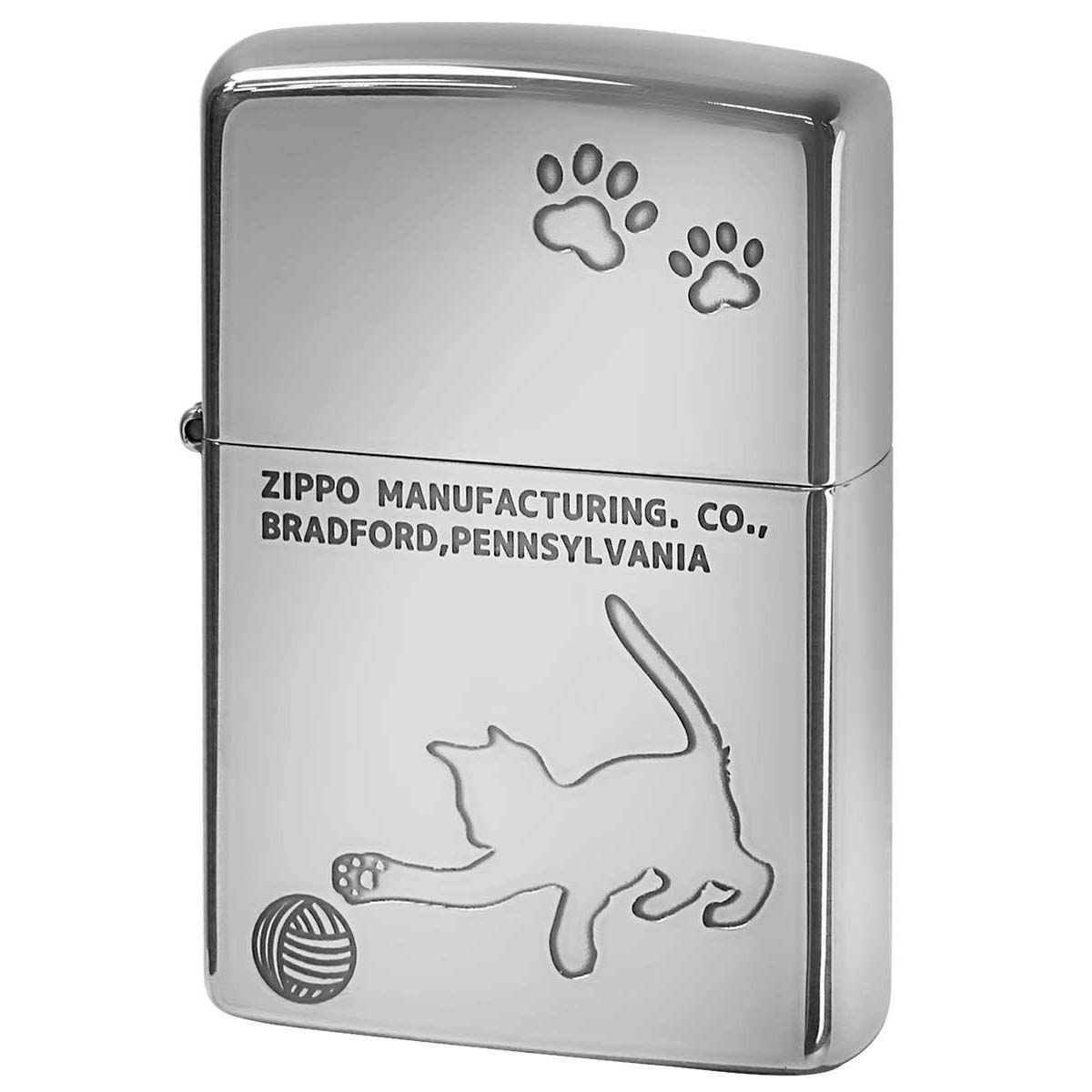 Zippo ジッポー ネコ 猫 Cat 足跡 愛くるしい ニッケルメッキ Charming Gesture 2NI-CAT1 メール便可