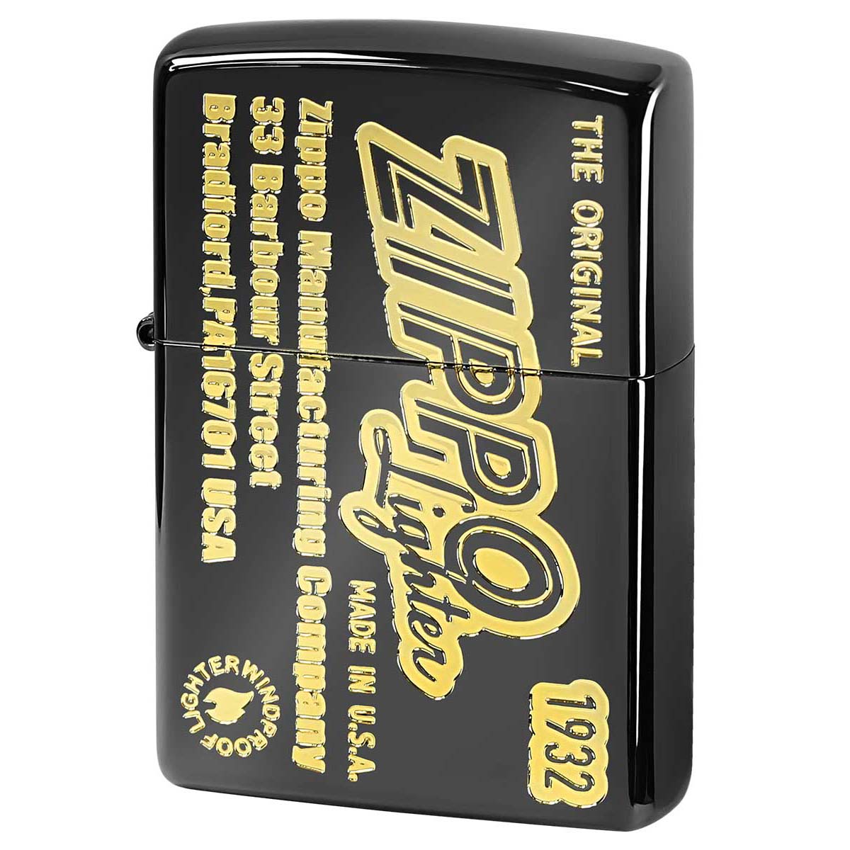 Zippo ジッポー アンティーク オールド ロゴ ブラックニッケル 金サシ Antique old Logo 2BKG-ZLOGOSIDE メール便可