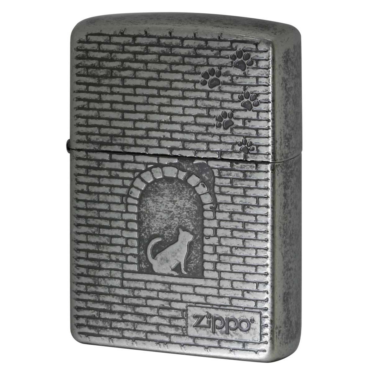 Zippo ジッポー ネコ 猫 Cat 窓辺に猫 ニッケルバレル CAT Series Cat in brick window 2NIB-BLOCKCAT メール便可