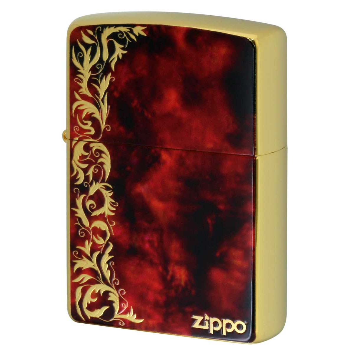 Zippo ジッポー 大理石調 レッドマーブル アラベスク 唐草 金メッキ Marble Arabesque 2G-REDARZ