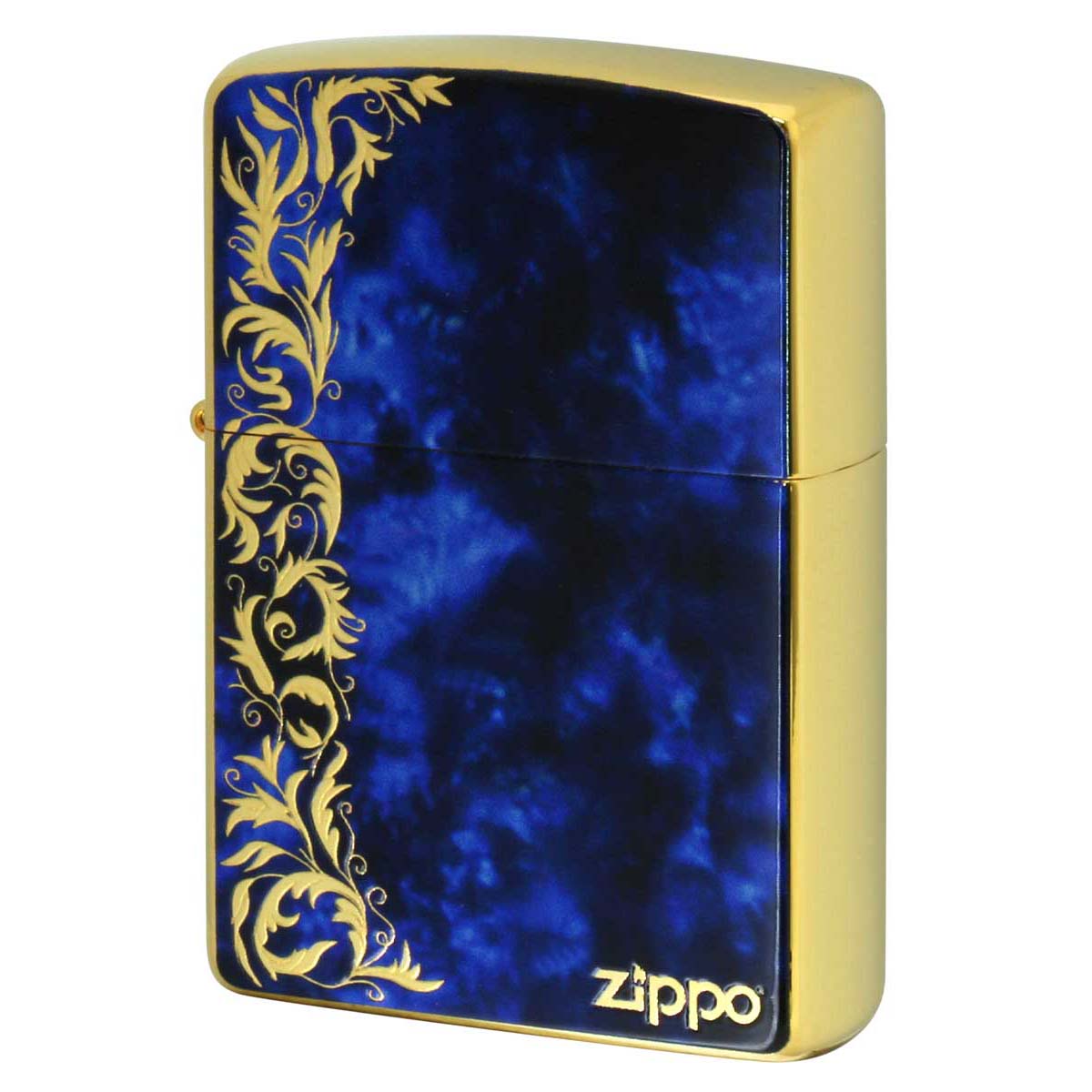 Zippo ジッポー 大理石調 ブルーマーブル アラベスク 唐草 金メッキ Marble Arabesque 2G-BLARZ