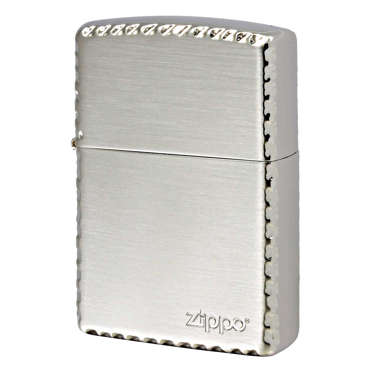 Zippo ジッポー ジッポ ロゴ クロスリューター彫刻  ENGRAVE Cross Cut ZIPPO LOGO 銀メッキサテーナ 2SS-ZRT