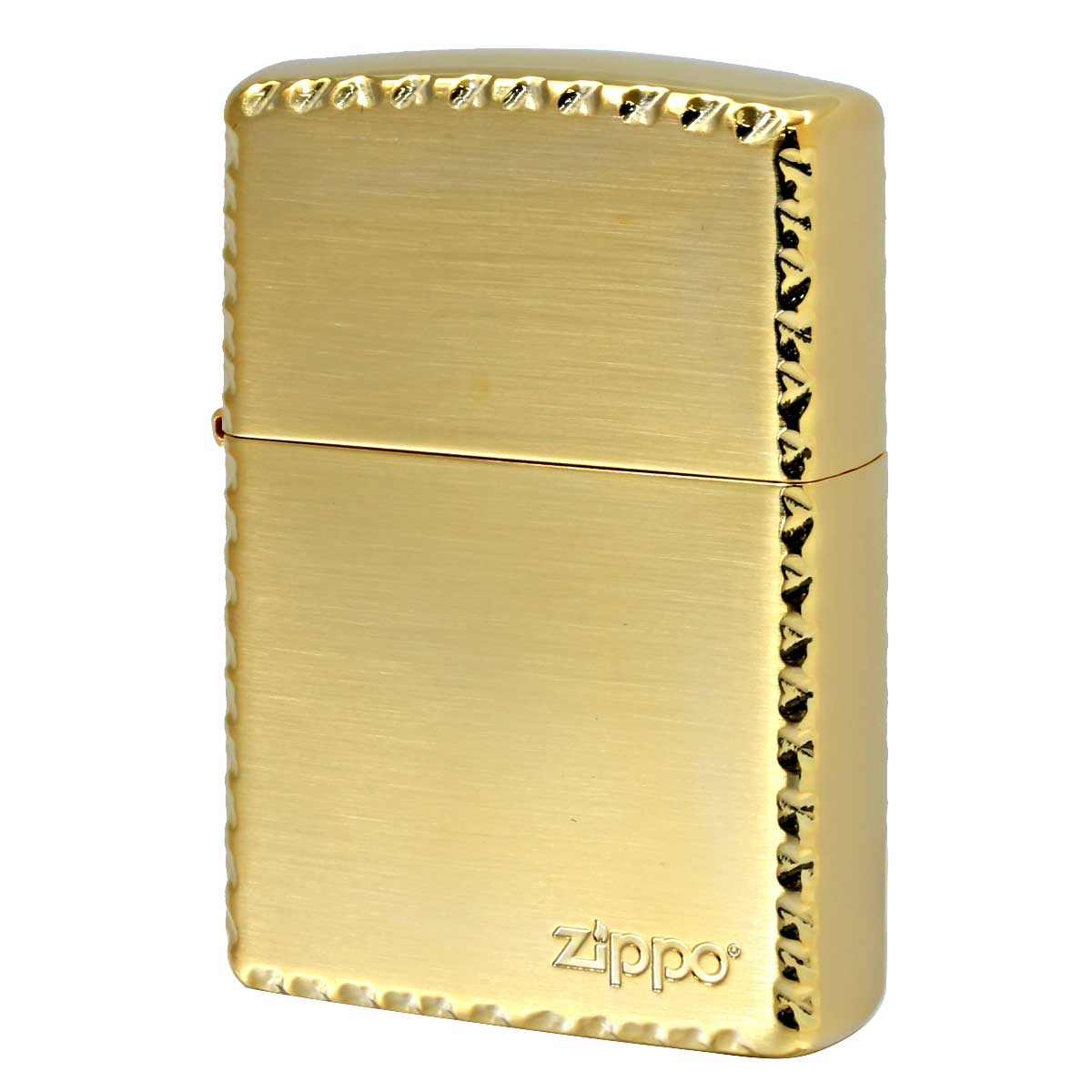 Zippo ジッポー ジッポ ロゴ クロスリューター彫刻  ENGRAVE Cross Cut ZIPPO LOGO 金メッキサテーナ 2GS-ZRT
