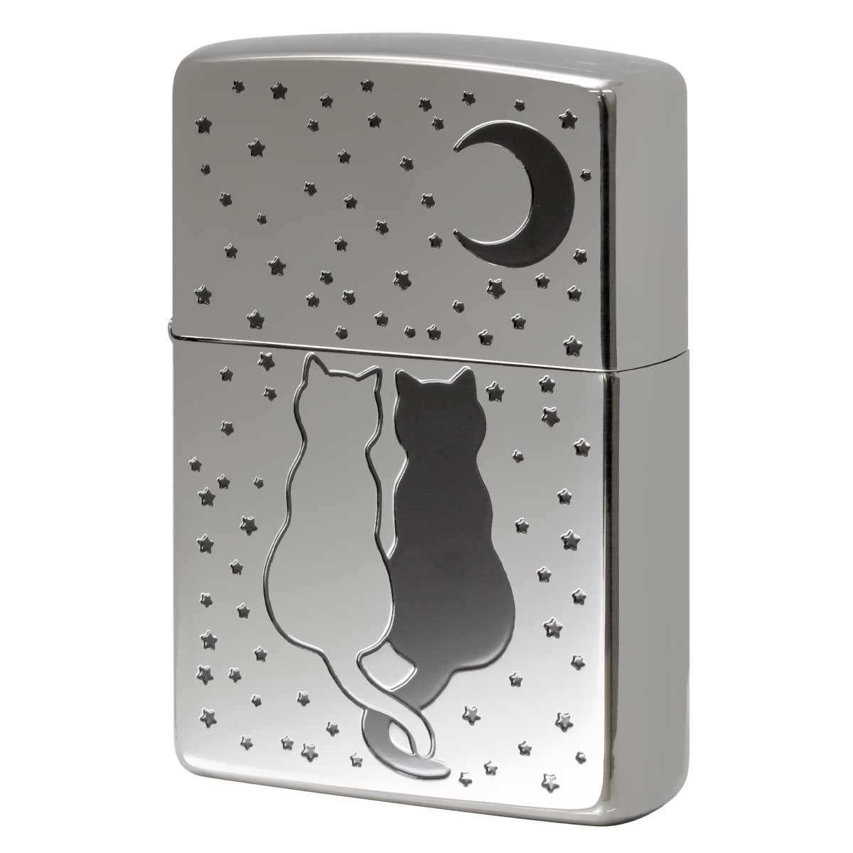 Zippo ジッポー ネコ 猫 月夜 Cat Moon シルエット シルバー 2SBK-TCATS メール便可