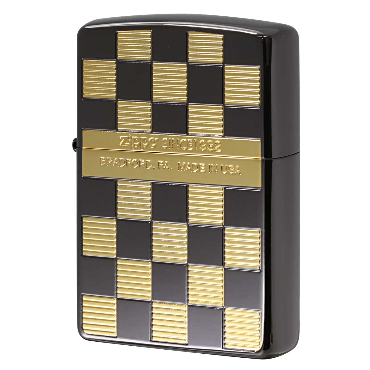 Zippo ジッポー CHECK DESIGN チェック柄 ブラック ゴールド 2BKG-CHECK
