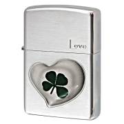 Zippo ジッポー 四つ葉 クローバー 本物 ラブ Love 愛 銀サテーナ エポ盛り 63260498