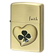 Zippo ジッポー 四つ葉 クローバー 本物 フェイス Faith 誠実 真鍮古美 エポ盛り 63260198