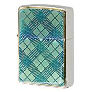 Zippo ジッポー ダイヤモンドカット アーガイル柄彫刻 エポ盛りクリア チェックブルー 20CHB-EC メール便可