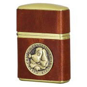 Zippo ジッポー アーマー ガルフィー レザーメタル エンブレム ブラウン ARMOR GALFY 162 Leather Metal Emblem Brown G162-BR